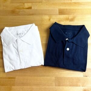 Childrens Place Boys Polo Shirt Lot 2 Pack White Blue‎ Casual Uniform M 7/8